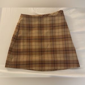 Aritzia Wilfred Mini Plaid Skirt in Brown